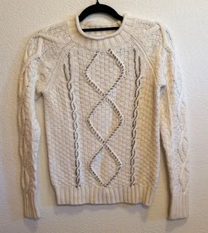 💋💋💋BOGOHO💋💋💋J.Crew Classic Cream Cable Knit Sweater-Small thumbnail 1