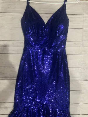 Blue Sequin Prom Dress thumbnail 4