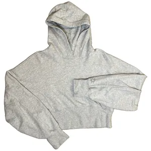 OFFLINE by Aerie Cropped Hoodie Women XL Heather Gray Thumbhole Pullover thumbnail 1
