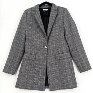 Saylor by Free People Plaid Blazer Women S Glen Check Longline Tailored Jacket thumbnail 1