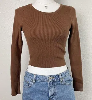 White Fox Brown Ribbed Long Sleeve thumbnail 1