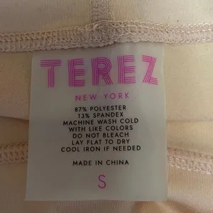 Terez Cream High Rise Wide Waistband High Rise Workout Athletic Bike Short Sz S thumbnail 3