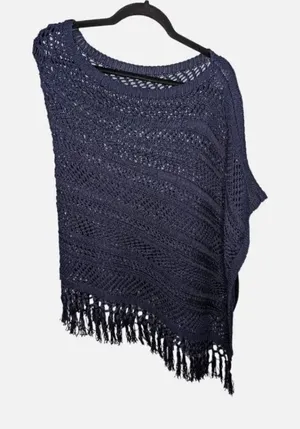 Lily Pulitzer 100% Cotton Viala Sweater Wrap, One Size, Navy thumbnail 1