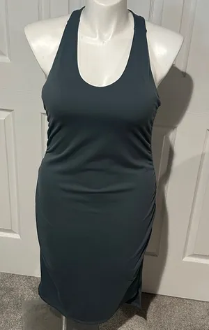Zella athletic‎ ruched midi dress with removable cups size L slate blue color thumbnail 1