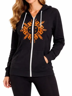 Black Graphic Zip Hoodie Medium Dreamcatcher Design Tribal Medium thumbnail 1