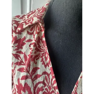 Zara Red White Damask Bolero Blouse S Twist Front Cropped Botanical Print thumbnail 2