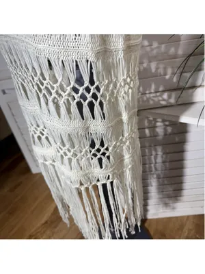 Vintage Y2K cotton knit dress strapless fringes boho coquette coastal cowgirl S thumbnail 5