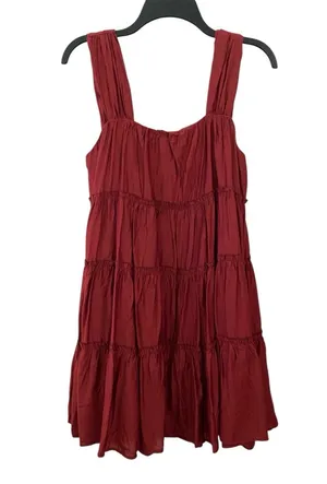 entro Women’s Tiered Sleeveless Lined Dress Burnt Orange Brown Size Medium Flowy thumbnail 1