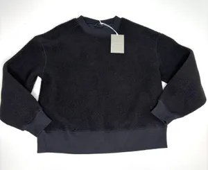 Everlane Renew Fleece Oversized Black Crewneck Pullover Sweater S thumbnail 1