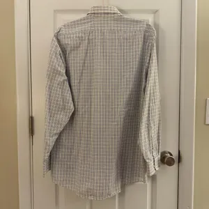 Arrow Dover Broadcloth White Blue Striped Button Up Dress Shirt Large thumbnail 2