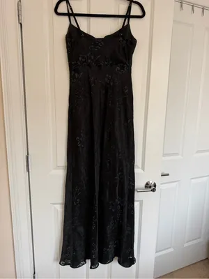 Azazie Black Floral Slip Maxi Dress thumbnail 2
