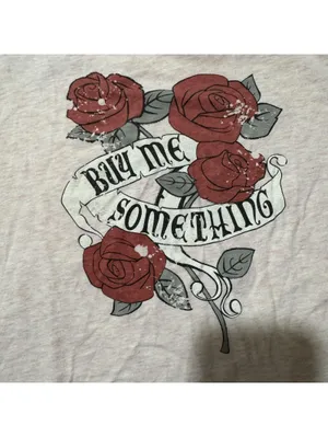 Aeropostale Medium Pink Graphic T-Shirt with Roses and 'Buy Me Something' Print thumbnail 3