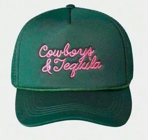 • NEW Cowboys and tequila embroidered green and pink trucker hat thumbnail 1