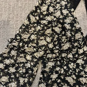 ZARA Ruffled Shimmer Printed Maxi Dress in Black/Ecru thumbnail 4