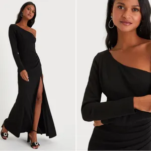 LULU's Prom Wedding Sexy Chic Modern Minimalistic Chic Assymetrical Maxi thumbnail 3
