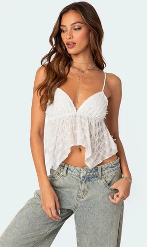 Edikted Flutter Frilled Tie Back Top White thumbnail 1