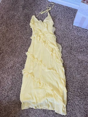 Yellow Ruffle Dress Lulus thumbnail 2