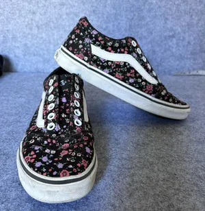 Vans Ward lo sneaker black floral print size 7 women thumbnail 1
