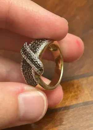 925 sterling silver gold tone 6.53g size 7 g86 ring band black white thumbnail 1