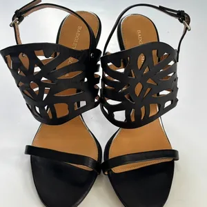 Badgley Mischka Heels‎ Size 8.5 Black Leather Cutout Ankle Cuff Designer Dressy thumbnail 1