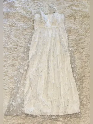 NEW Dessy Collection 3D Floral Embroidered Ivory Gown sz 14 thumbnail 4