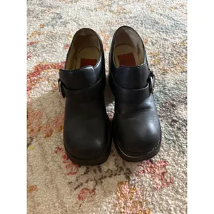 American Eagle Vintage Grunge Divine Black Leather Platform Chunky Block Shoes 6 thumbnail 2