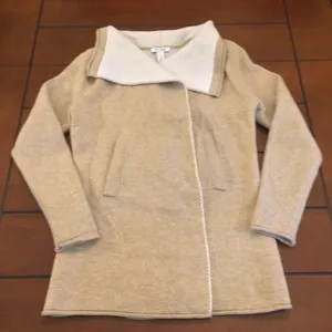 White House black market wool blend open cardigan large cream thumbnail 1