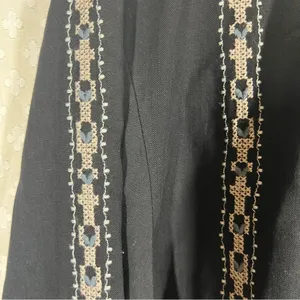 Garnet Hill NWT Black Embroidered Long Sleeve Tie Waist‎ Dress thumbnail 2