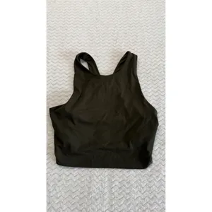 Quince Ultra-Soft High Neck Cropped Tank Top Dark Olive Green XS Activewear thumbnail 2