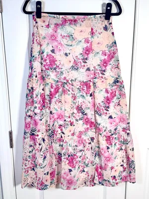En Saison Fleur Midi Skirt M Free People Pink Floral Tiered Cottagecore Romantic thumbnail 2