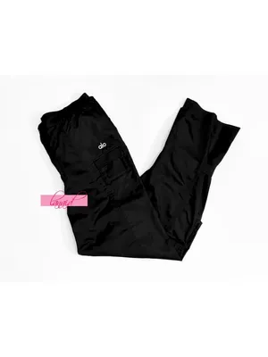 Alo Blaze Trouser Pants Black High-Rise Waist Cargo Windbreaker Hiking Edgy XS thumbnail 8