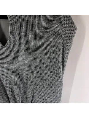 Saylor Astrid Chainmail Faux Wrap Dress Ruched Waist Silver Metallic L thumbnail 5