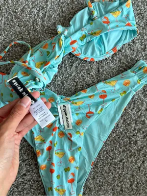 Dippin' Daisy's Aqua Cocktail Print Bikini Size Large Coastal Vacation Spritz thumbnail 5