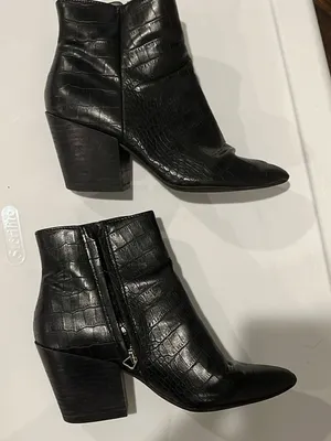 Dolce Vita Black Croc‑Style Block Heel Booties — Size 7 thumbnail 1