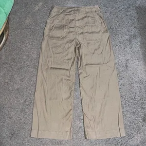 Anthropologie Maeve‎ The Colette Ankle Cropped Linen Wide Leg Pants Tan 29 thumbnail 4