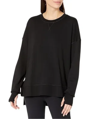 Sweaty Betty After Class Longline Crewneck Oversized Black Sweatshirt‎ Small thumbnail 1