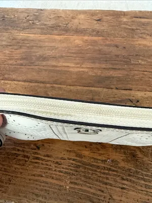 Coach White Perforated Cs Leather Wristlet Silver Hardware thumbnail 7