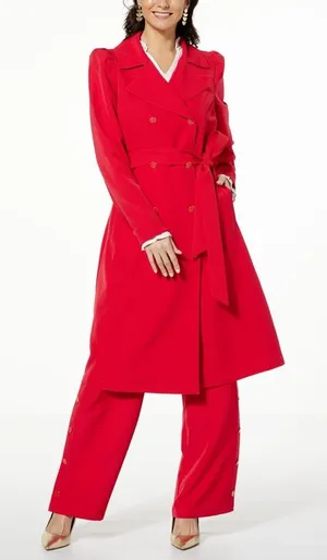 G by Giuliana‎ Black Label Stretch Twill Trench Coat red thumbnail 1