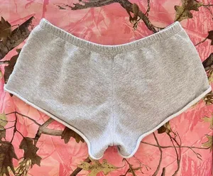 grey cotton mini shorts thumbnail 3