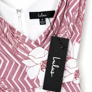NEW Lulus Dusty Pink White Floral Faux Wrap Mini Fit & Flare V-Neck Dress Medium thumbnail 7