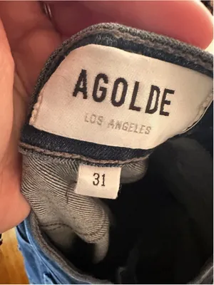 AGOLDE Sophie Mid Rise Ankle Skinny Jeans Dark Wash Frayed Raw Hem Size 31 thumbnail 6