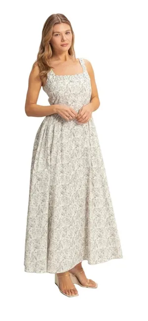 HYFVE Floral Smocked Maxi Dress Square Neck Sleeveless Cottagecore L thumbnail 1