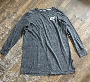 Nike Womens Charcoal Gray‎ Heather Long Sleeve Just Do It Tunic Top Size Medium thumbnail 1
