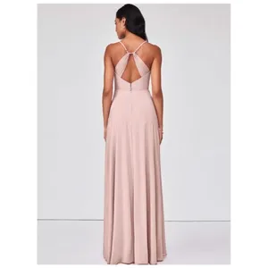 ✨Azazie Eilish Stretch Dusty Rose A-Line Pleated Stretch Chiffon Sz A2 Dress✨ thumbnail 5