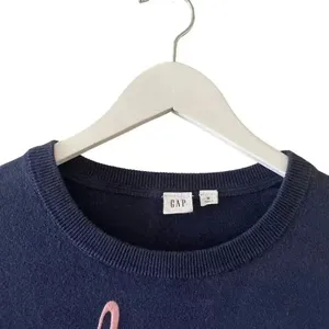Gap Navy Blue With Pink Lettering Graphic Sweater Long Sleeves Cotton Casual Wom thumbnail 2