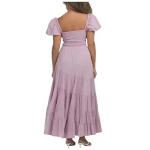 FREE PEOPLE Sundrenched Smocked Puff Sleeve Maxi Dress Size Medium thumbnail 2