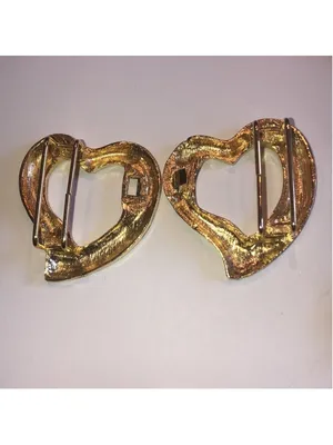 Vintage Brushed Soft Gold Tone Double Heart Retro Boho Belt Buckle thumbnail 4