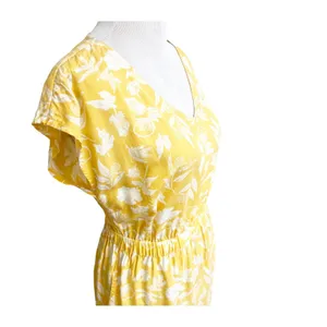 Patagonia June Lake Dress Womens Small Yellow Floral Cap Sleeve V Neck Bohemian thumbnail 6
