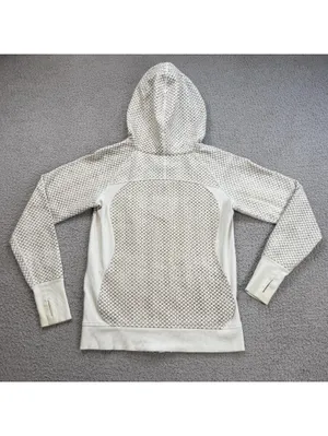 Lululemon Full Zip Hoodie Womens Size 8 Cream Brown Pattern Athletic Jacket thumbnail 2