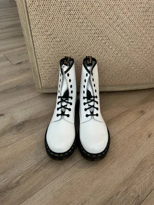 DR.Martens 1460 Patent Leather Lace Up Boots in White Patent Leather US 9 thumbnail 3